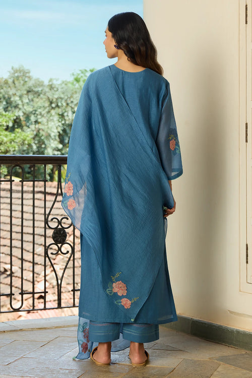 Indigo Applique Kurta Set