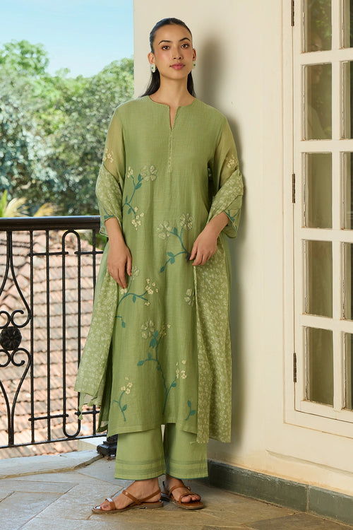 Sage Applique Kurta Set
