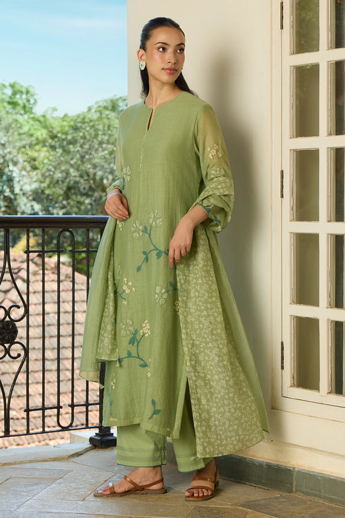 Sage Applique Kurta Set