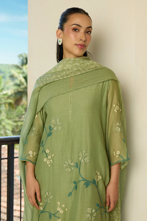 Sage Applique Kurta Set