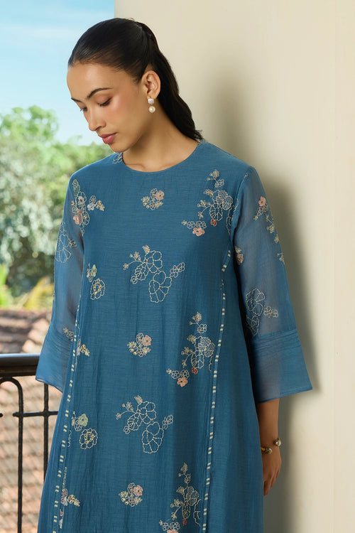 Indigo Thread Embroidered 
Co-ord set