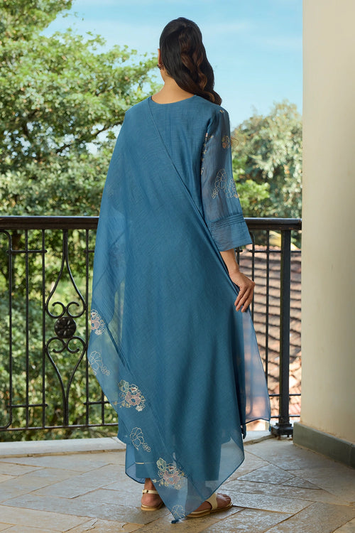 Indigo Thread Embroidered Kurta Set