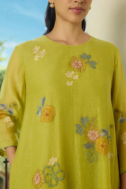 Lime Thread Embroidered Co-ord Set