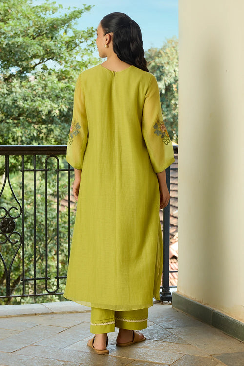 Lime Thread Embroidered Co-ord Set
