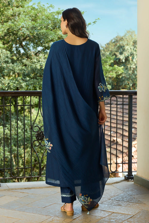 Midnight Blue Applique Kurta Set