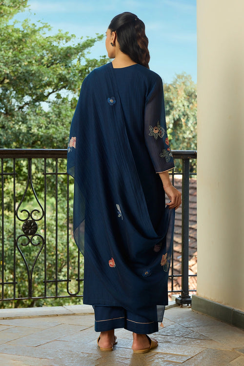 Midnight Blue Floral Kurta Set