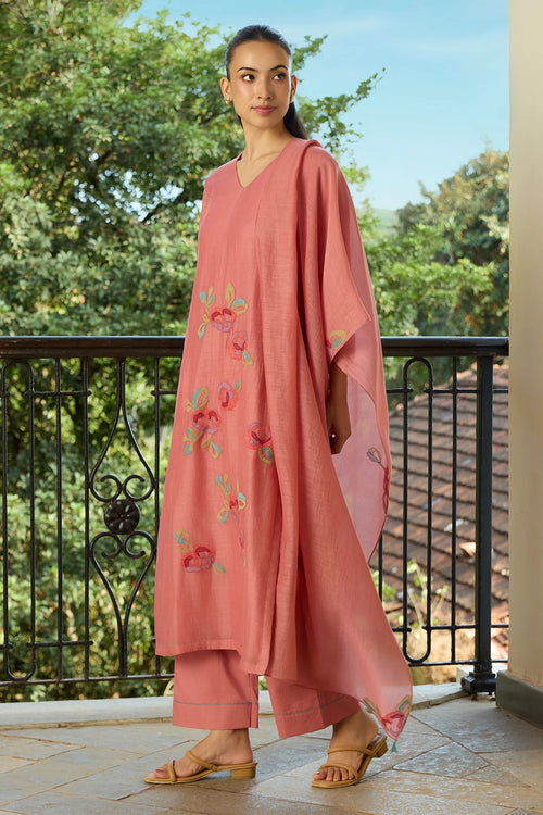 Blush Applique Kurta Set with Dupatta