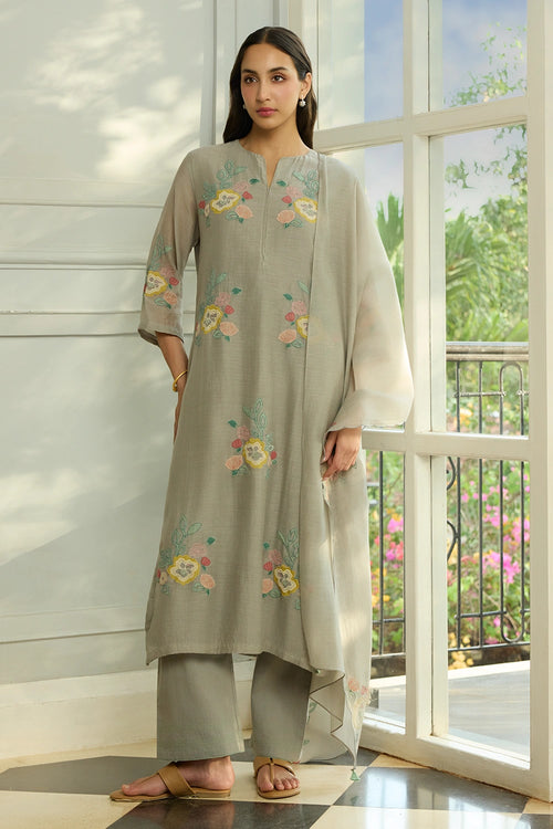 Slate Applique Kurta Set