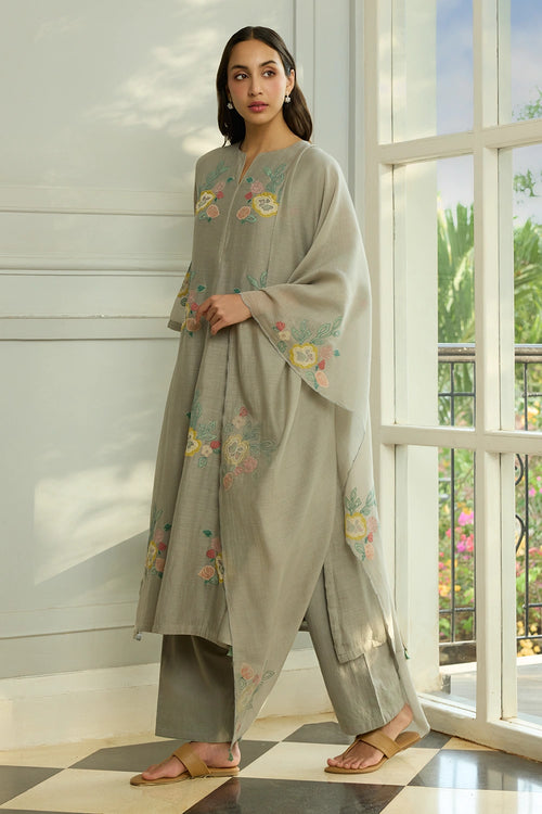Slate Applique Kurta Set