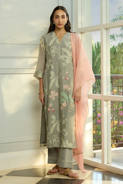 Slate Thread Embroidered Kurta Set