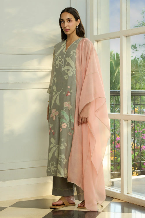 Slate Thread Embroidered Kurta Set