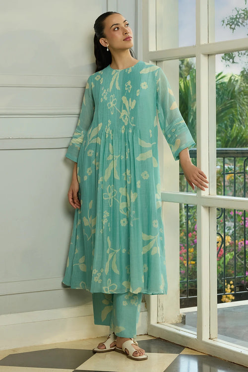 Aqua Pintuck Co-ord Set