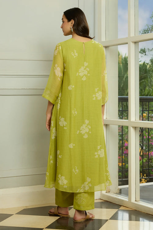 Lime Floral Embroidered Co-ord Set