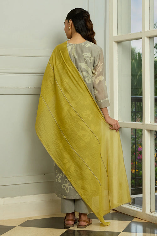 Slate Floral Embroidered Kurta Set
