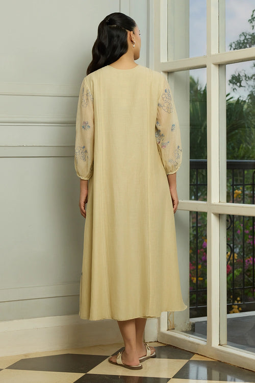 Ecru Thread Embroidered Dress