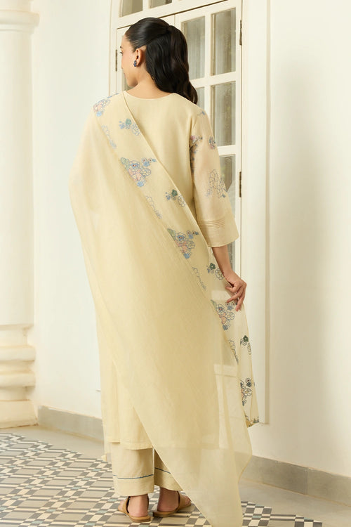 Ecru Thread Embroidered Kurta Set