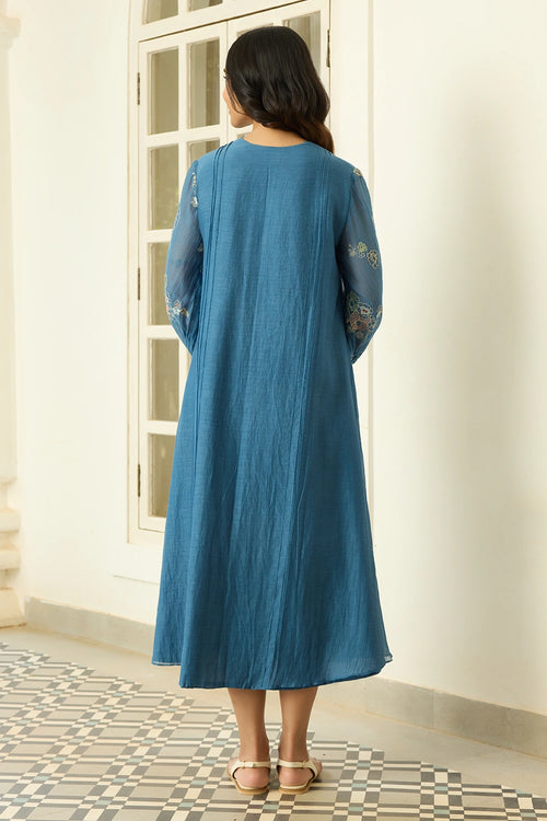 Indigo Thread Embroidered Dress