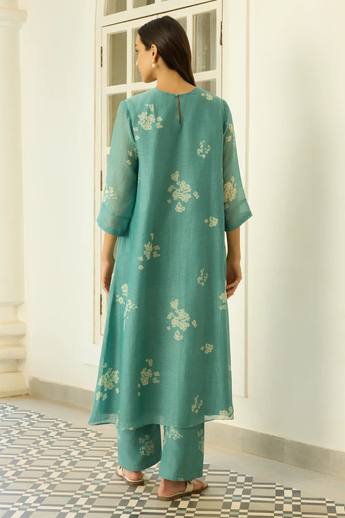 Aqua Floral Applique Co-ord Set