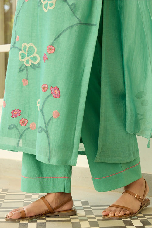 Applique Mint Kurta Set
