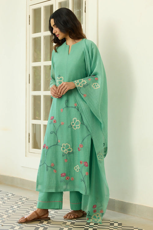 Applique Mint Kurta Set