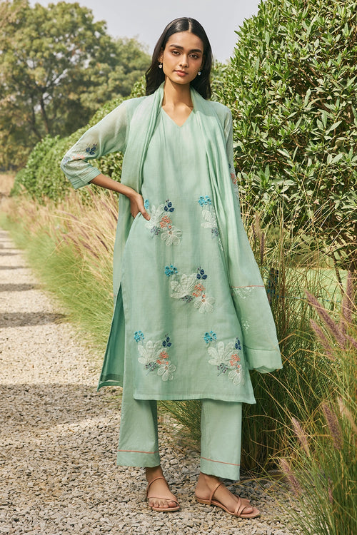 Mint Applique Kurta Set
