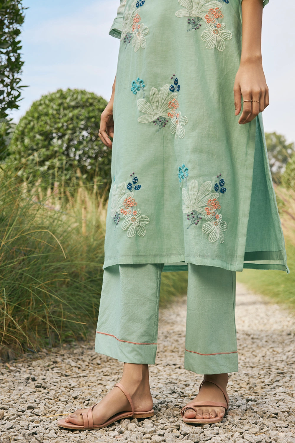 Mint Applique Kurta Set