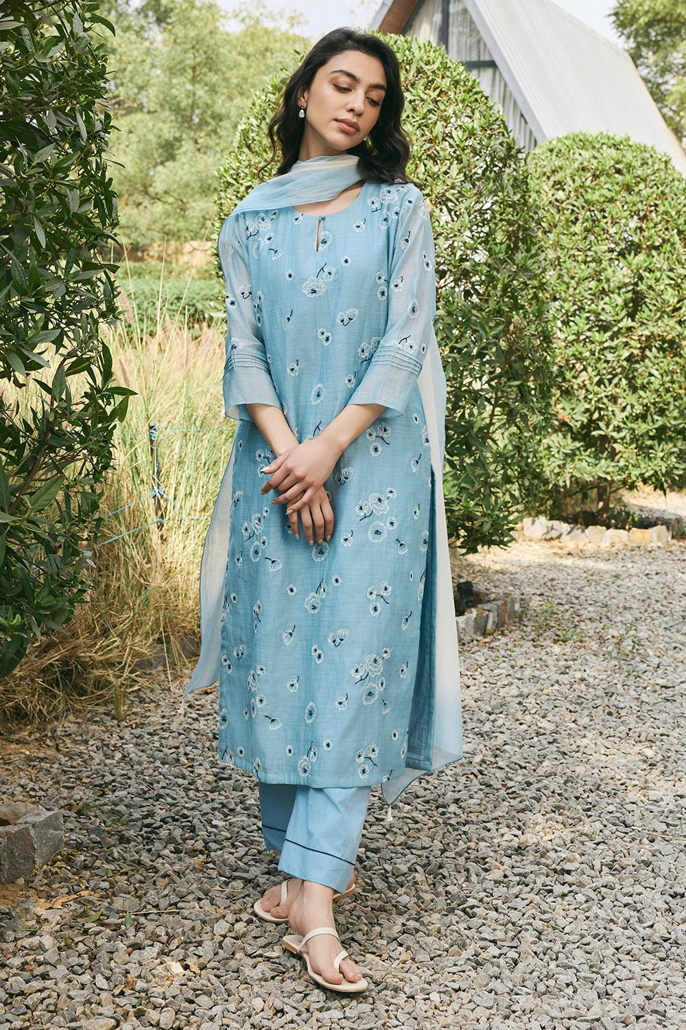 Sky Embroidered Kurta Set