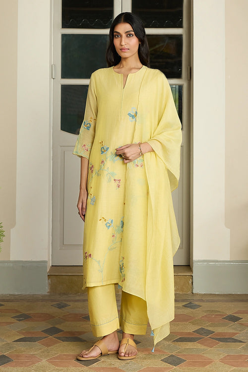 Lemon Applique Kurta Set
