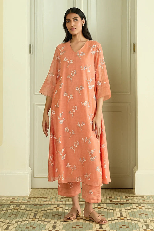 Tangerine Embroidered Co-ord Set