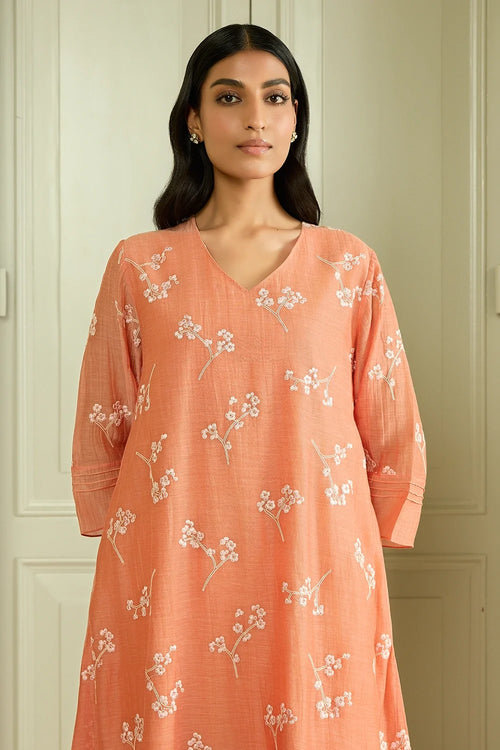 Tangerine Embroidered Co-ord Set