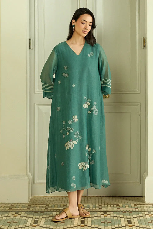 Emerald Applique Dress