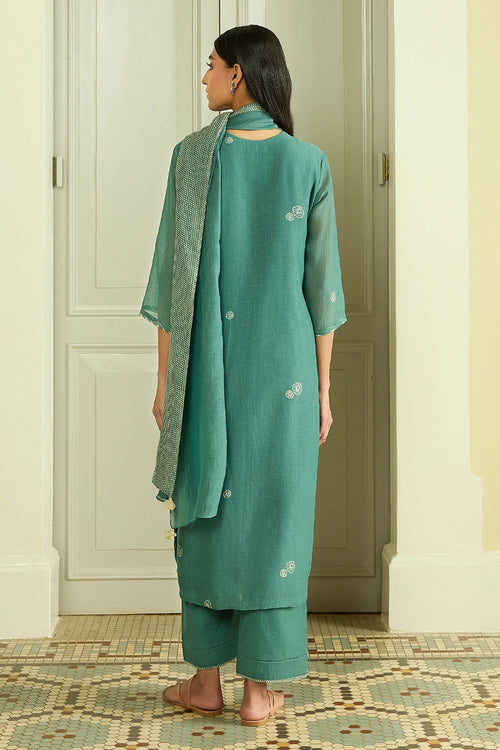 Emerald Applique Cotton Kurta Set