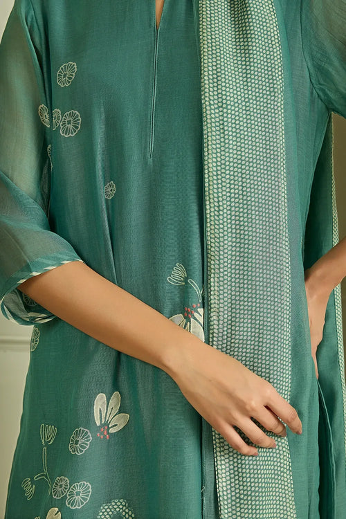 Emerald Applique Cotton Kurta Set