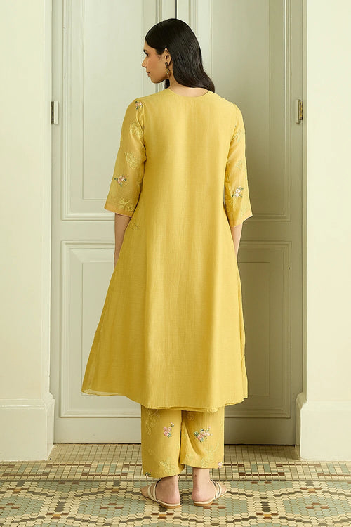 Lemon Thread Embroidered Co-ord Set