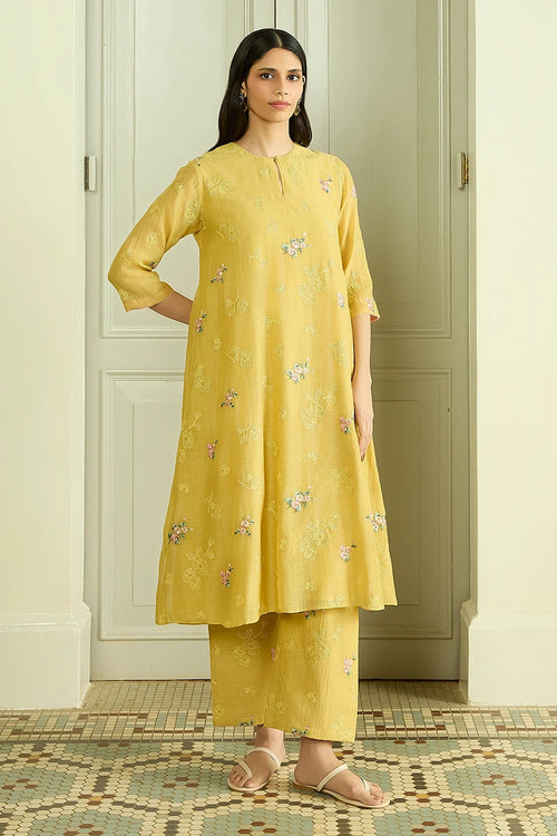 Lemon Thread Embroidered Co-ord Set
