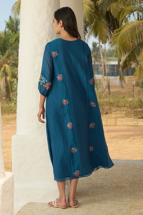 Sapphire Embroidered Floral Dress