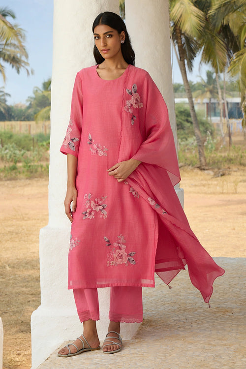 Rose Applique Kurta Set