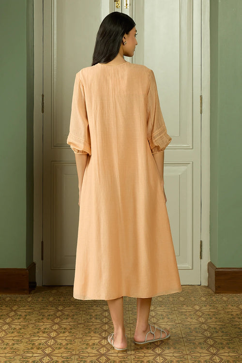 Peach Pintuck Applique Dress
