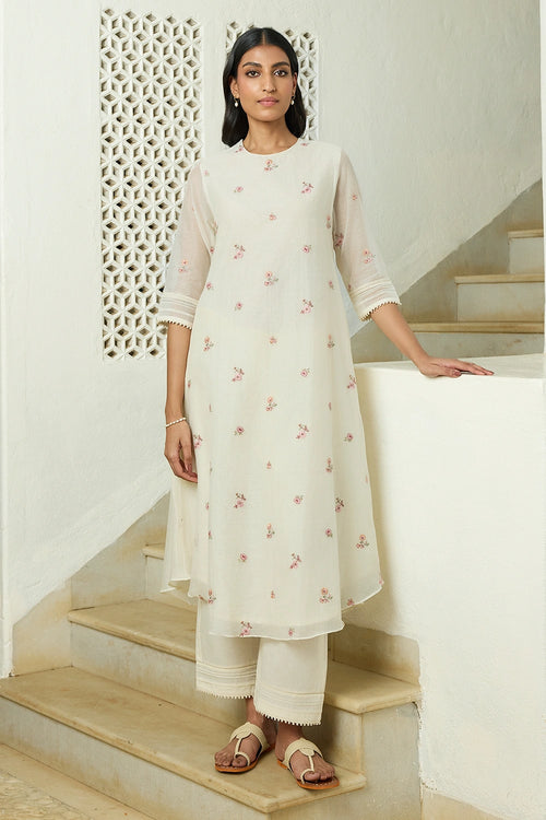 Ivory Floral Embroidered Co-ord Set