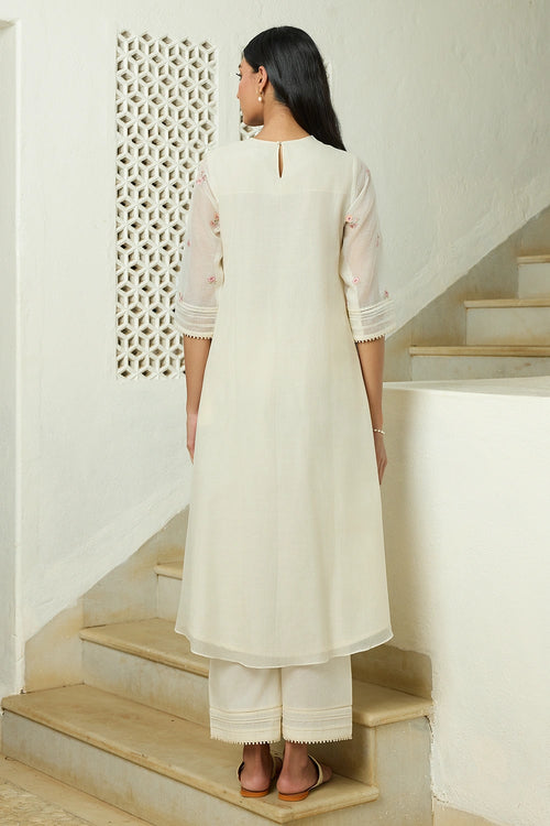 Ivory Floral Embroidered Co-ord Set
