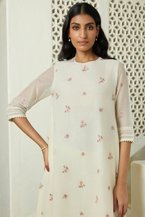 Ivory Floral Embroidered Co-ord Set