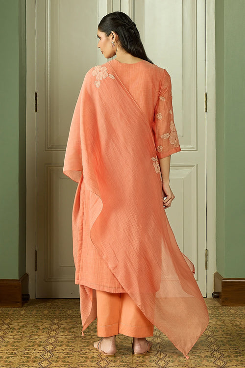 Tangerine Applique Kurta Set