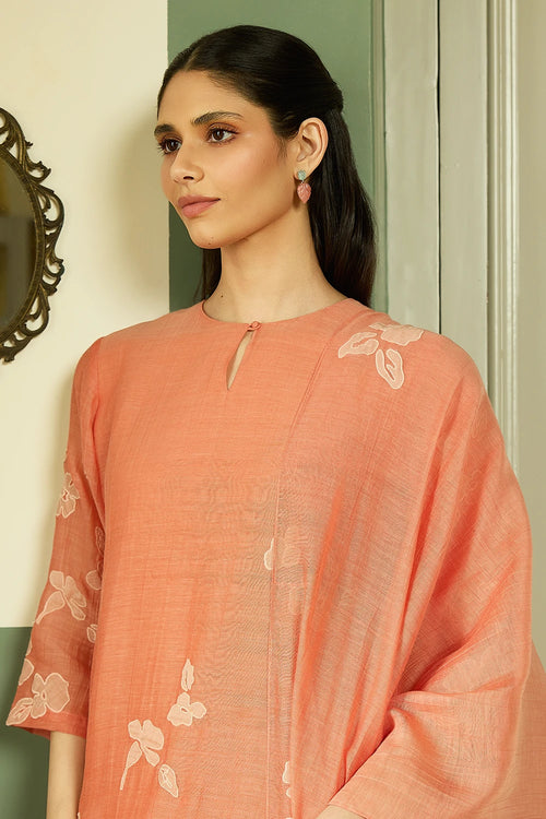 Tangerine Applique Kurta Set