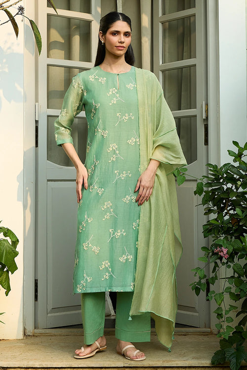 Verdant Floral Embroidered Kurta Set