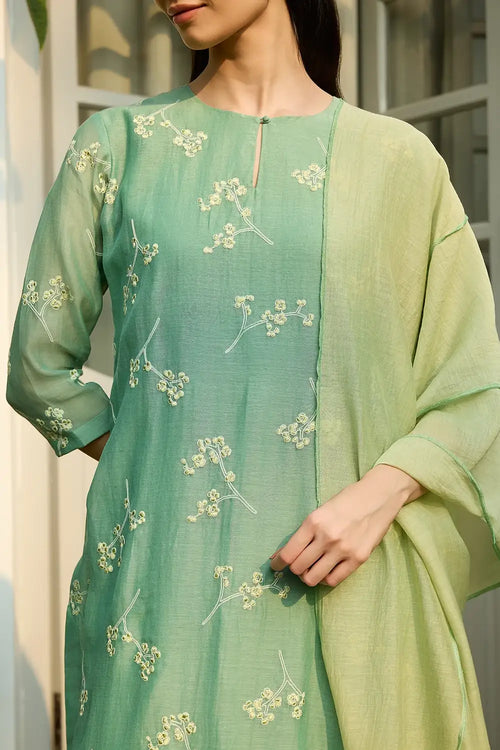 Verdant Floral Embroidered Kurta Set