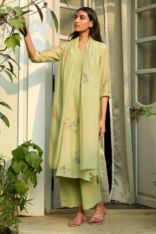 Lime Embroidered Kurta Set