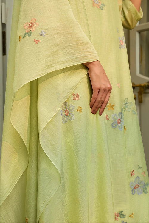 Lime Embroidered Kurta Set
