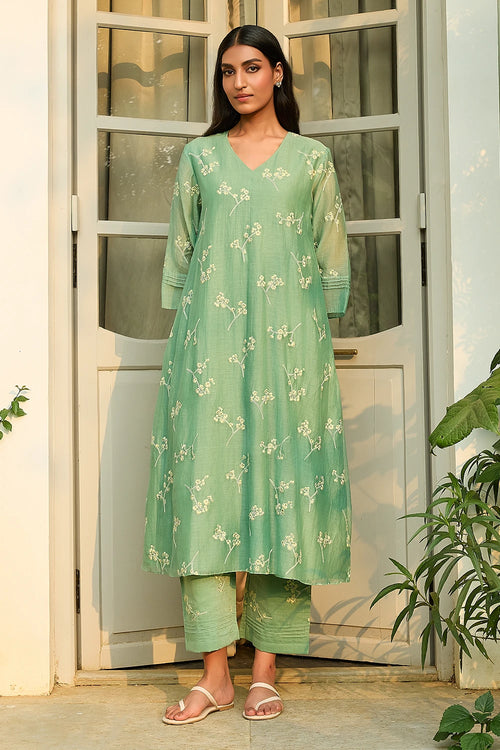 Verdant Embroidered Floral Co-ord Set