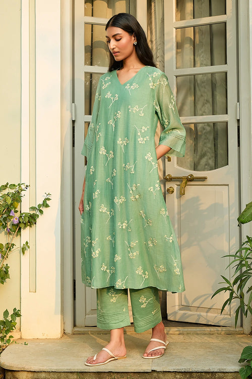 Verdant Embroidered Floral Co-ord Set