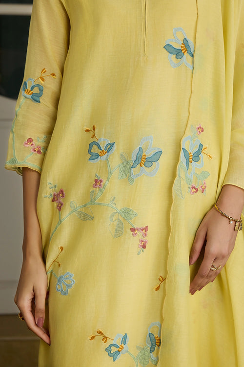 Lemon Applique Kurta Set